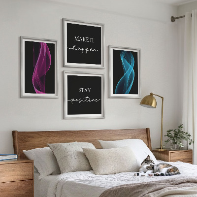 Moderní sada obrazů Neonové čáry vlny na pozadí