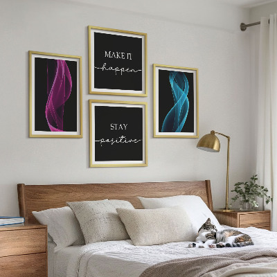 Moderní sada obrazů Neonové čáry vlny na pozadí