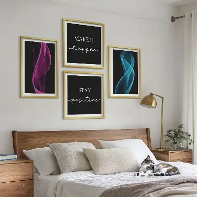 Moderní sada obrazů neonové vlnité čáry na pozadí