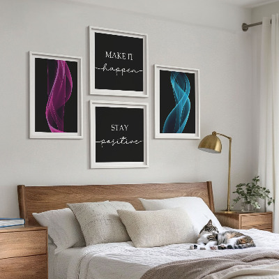 Moderní sada obrazů Neonové čáry vlny na pozadí
