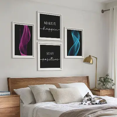 Moderní sada obrazů neonové vlnité čáry na pozadí