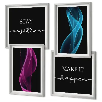 Moderní sada obrazů neonové vlnité čáry na pozadí