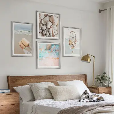 Moderní sada obrazů boho kniha s mořskými mušlemi