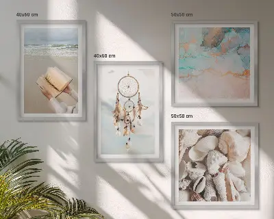 Moderní sada obrazů boho kniha s mořskými mušlemi