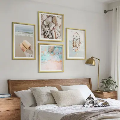 Moderní sada obrazů boho kniha s mořskými mušlemi