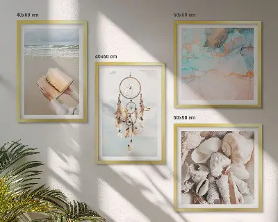 Moderní sada obrazů boho kniha s mořskými mušlemi
