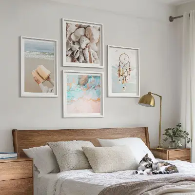 Moderní sada obrazů boho kniha s mořskými mušlemi