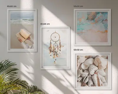 Moderní sada obrazů boho kniha s mořskými mušlemi