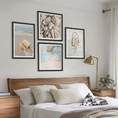 Moderní sada obrazů boho kniha s mořskými mušlemi