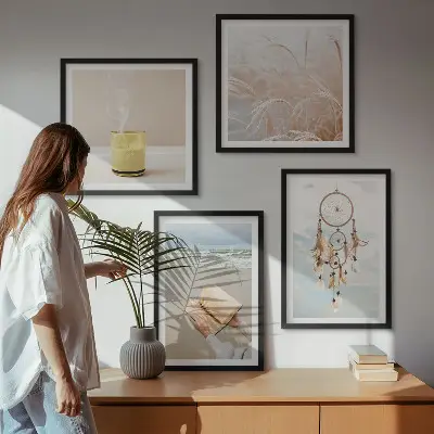 Dekorativní sada obrazů ve stylu boho s motivem letní krajiny