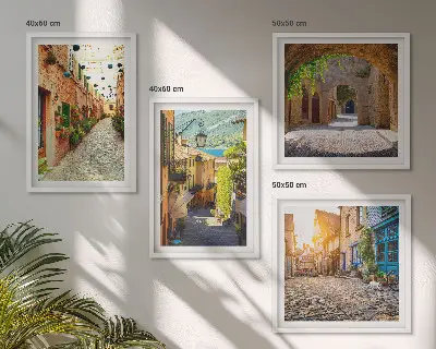 Moderní sada obrazů okouzlující uličky s kameny