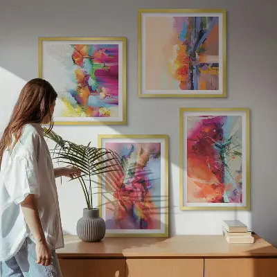Moderní sada obrazů barevné abstrakce forem