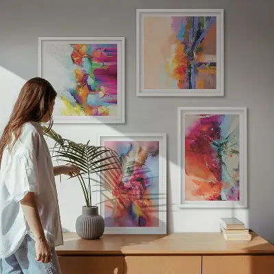 Moderní sada obrazů barevné abstrakce forem