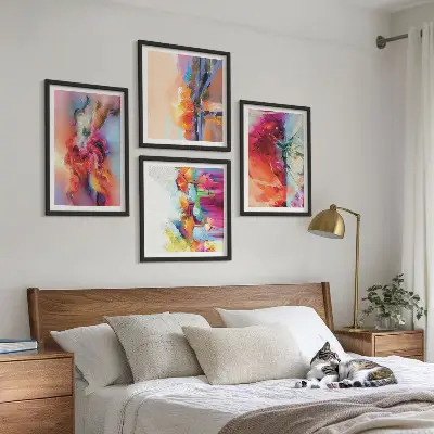Moderní sada obrazů barevné abstrakce forem