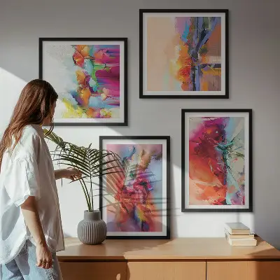 Moderní sada obrazů barevné abstrakce forem