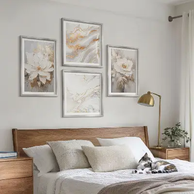 Abstraktní mramorové květiny moderní sada obrazů
