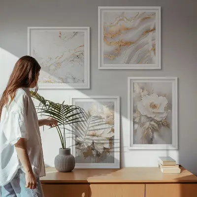 Abstraktní mramorové květiny moderní sada obrazů