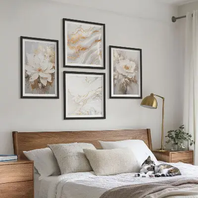 Abstraktní mramorové květiny moderní sada obrazů