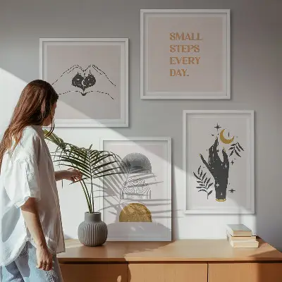 Dekorativní sada obrazů minimalistické boho ilustrace