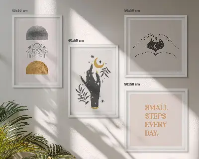 Dekorativní sada obrazů minimalistické boho ilustrace