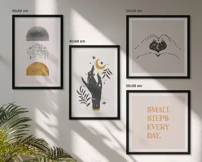 Dekorativní sada obrazů minimalistické boho ilustrace