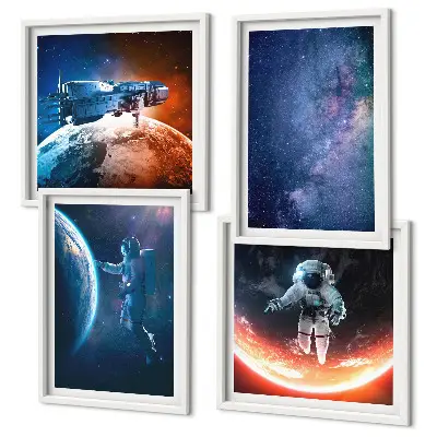 Dekorativní sada obrazů hvězdy a vesmírní astronauti