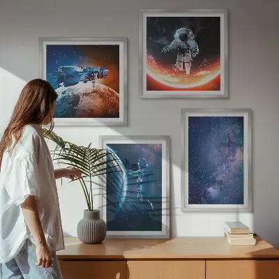 Dekorativní sada obrazů hvězdy a vesmírní astronauti