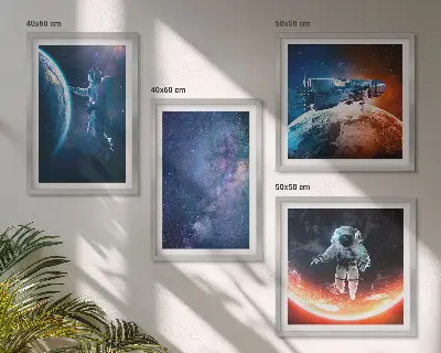 Dekorativní sada obrazů hvězdy a vesmírní astronauti