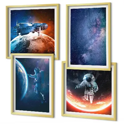 Dekorativní sada obrazů hvězdy a vesmírní astronauti