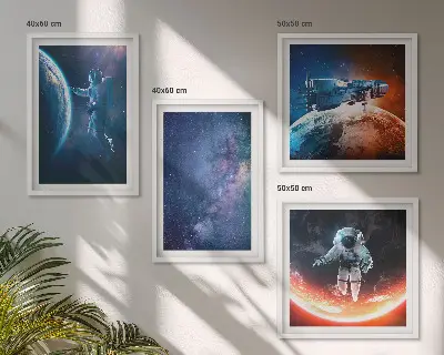 Dekorativní sada obrazů hvězdy a vesmírní astronauti
