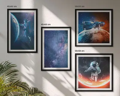 Dekorativní sada obrazů hvězdy a vesmírní astronauti