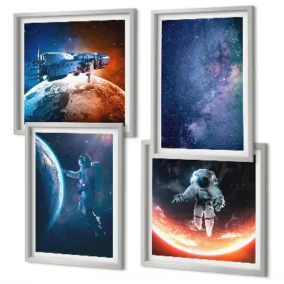 Dekorativní sada obrazů hvězdy a vesmírní astronauti