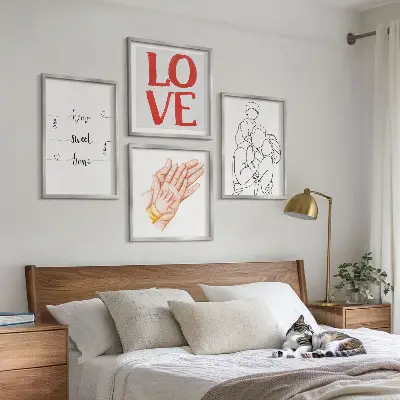 Moderní sada obrazů rodinné ilustrace jako domovní cedule