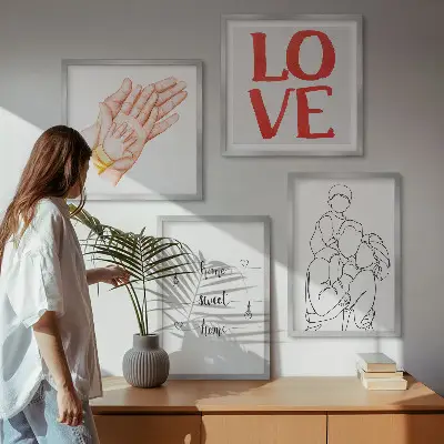 Moderní sada obrazů rodinné ilustrace jako domovní cedule