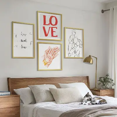 Moderní sada obrazů rodinné ilustrace jako domovní cedule