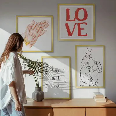 Moderní sada obrazů rodinné ilustrace jako domovní cedule