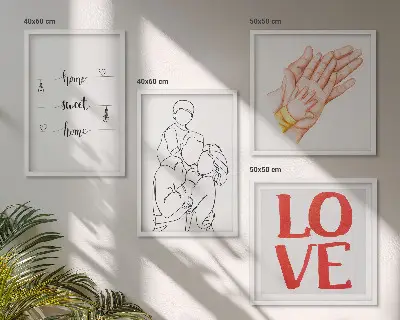 Moderní sada obrazů rodinné ilustrace jako domovní cedule