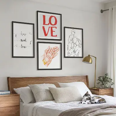 Moderní sada obrazů rodinné ilustrace jako domovní cedule