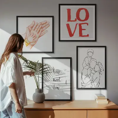 Moderní sada obrazů rodinné ilustrace jako domovní cedule