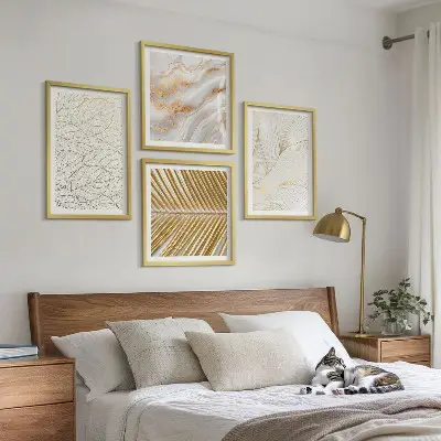 Moderní sada obrazů abstraktní mramorové vzory listů
