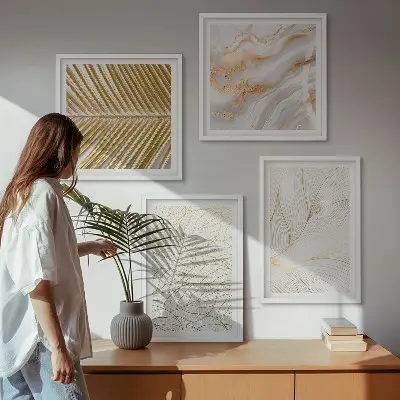 Moderní sada obrazů abstraktní mramorové vzory listů