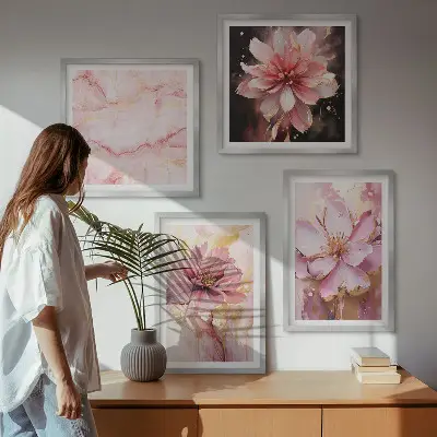 Dekorativní sada obrazů květinové kompozice z bílých růží