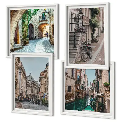 Moderní sada obrazů vodní architektura benátských ulic