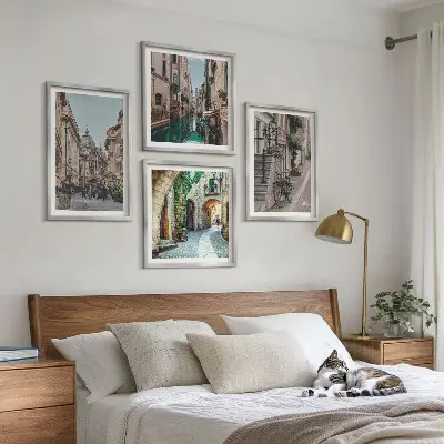 Moderní sada obrazů vodní architektura benátských ulic