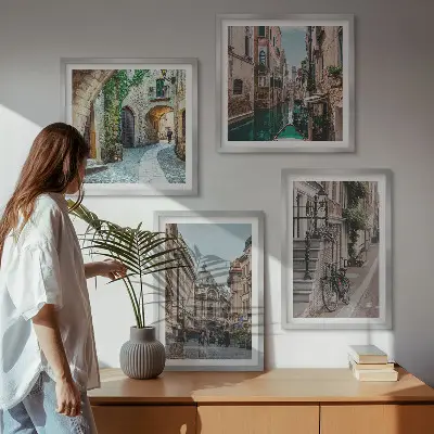 Moderní sada obrazů vodní architektura benátských ulic