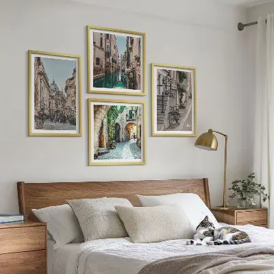 Moderní sada obrazů vodní architektura benátských ulic