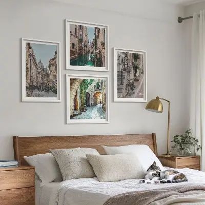 Moderní sada obrazů vodní architektura benátských ulic