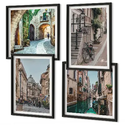 Moderní sada obrazů vodní architektura benátských ulic