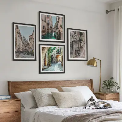 Moderní sada obrazů vodní architektura benátských ulic
