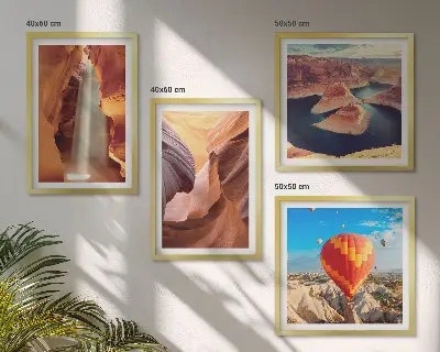 Dekorativní sada obrazů vodopád v kaňonové soutěsce